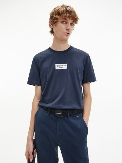 Calvin Klein Ruhák HU587953 | Calvin Klein Organic Cotton Logo Férfi Póló Sötétkék
